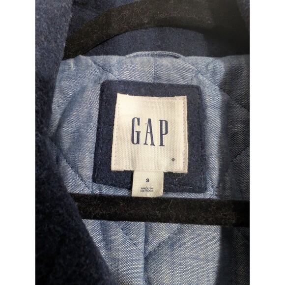GAP Mens Navy Heather Wool Blend Peacoat Jacket Sz S Preppy Countryside Nautical - Picture 3 of 9